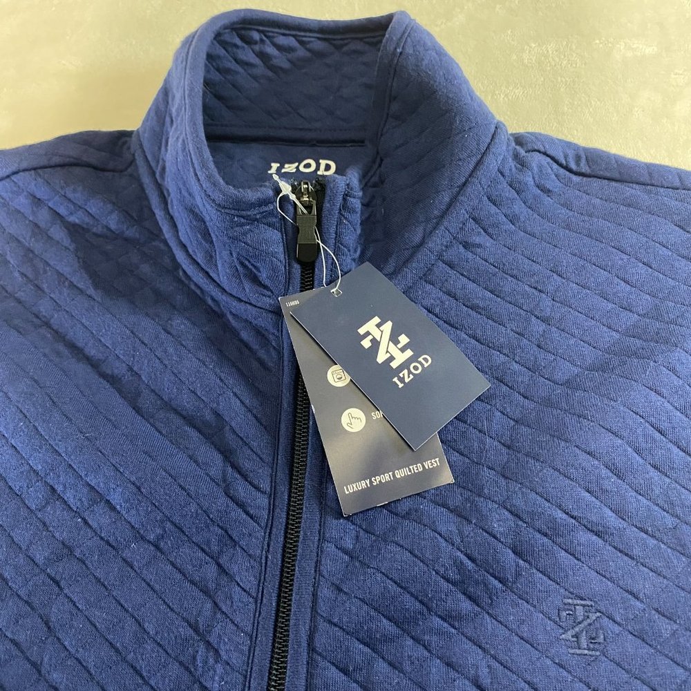 Medieval Navy Blue Izod Luxury Sport Quilted Vest  Men's Size Medium NWT - Picture 4 of 12